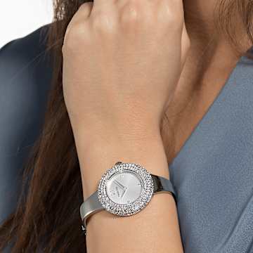 Crystal Rose watch, Swiss Made, Metal bracelet, Silver tone, Stainless steel - Swarovski, 5483853
