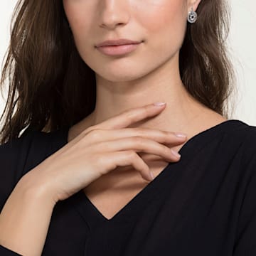 Further Drop Pierced Earrings, White, Rhodium plated - Swarovski, 5499002