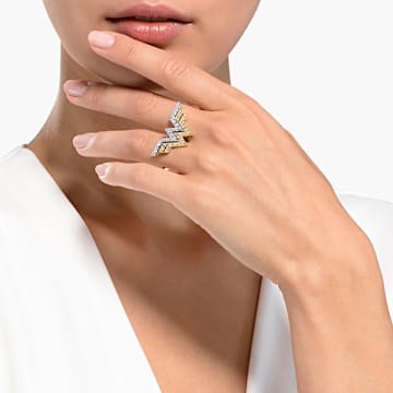 Διπλό δαχτυλίδι Fit Wonder Woman, Χρυσαφί τόνος, Φινίρισμα από διάφορα μέταλλα - Swarovski, 5502819