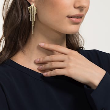 Fit Star Tassell pierced earrings, White, Gold-tone plated - Swarovski, 5504571