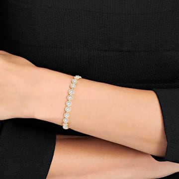 Angelic bracelet, Round cut, Pavé, White, Gold-tone plated - Swarovski, 5505469
