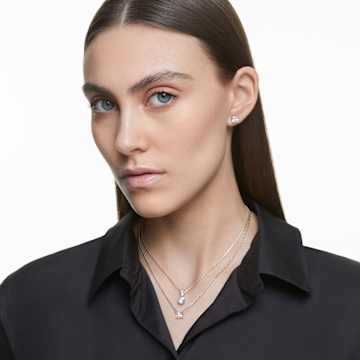 Attract 项链, 方形切割, 白色, 镀铑 - Swarovski, 5510696