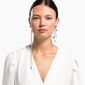 Spectacular drop earrings, Asymmetrical, Multicoloured, Mixed metal finish - Swarovski, 5512470