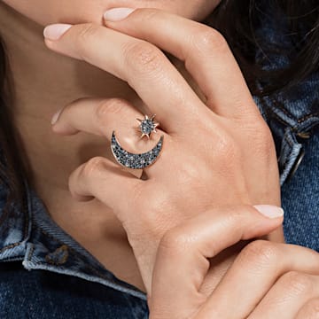 Swarovski Symbolic ring, Kristallen met trapsgewijze grootte, Maan en ster, Meerkleurig, Roségoudkleurige toplaag - Swarovski, 5513222