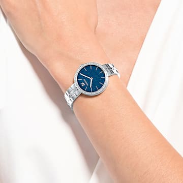 Ρολόι Cosmopolitan, Eλβετικής κατασκευής, Μεταλλικό μπρασελέ, Μπλε, Ανοξείδωτο ατσάλι - Swarovski, 5517790