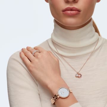 Cosmopolitan 腕表, 瑞士制造, 金属手链, 玫瑰金色调, 玫瑰金色调润饰 - Swarovski, 5517803