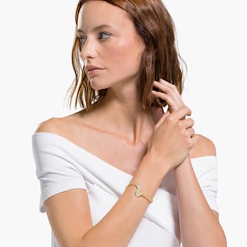 Stunning Gingko armband, Wit, Goudkleurige toplaag - Swarovski, 5518170