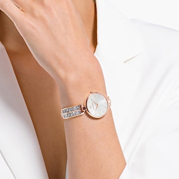 Dream Rock watch, Metal bracelet, Silver Tone, Rose gold-tone finish - Swarovski, 5519306