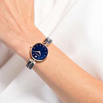 Montre Dream Rock, Fabriqué en Suisse, Bracelet en métal, Bleues, Finition or rose - Swarovski, 5519317