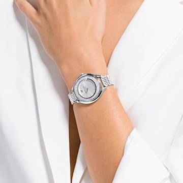 Crystalline Aura horloge, Metalen armband, Zilverkleurig, Roestvrij staal - Swarovski, 5519462