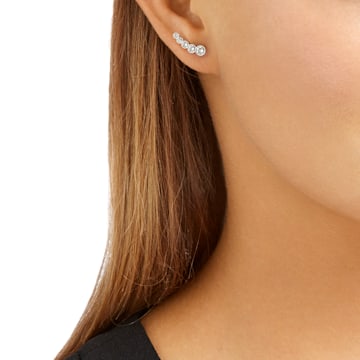 Harley 扣式耳環, 圓形切割, 白色, 鍍白金色 - Swarovski, 5528502