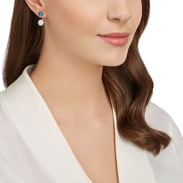 Forward earring jackets, Round cut, Blue, Palladium plated - Swarovski, 5528514