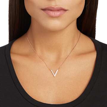Colier Delta, Alb, Placat cu nuanță roz-aurie - Swarovski, 5528910