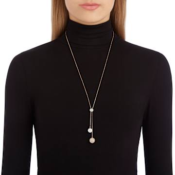 Forward Y字型ネックレス, ホワイト, ローズゴールドトーン・プレーティング - Swarovski, 5528924