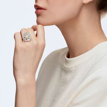 Eternal Flower ring, Flower, Yellow, Mixed metal finish - Swarovski, 5534945