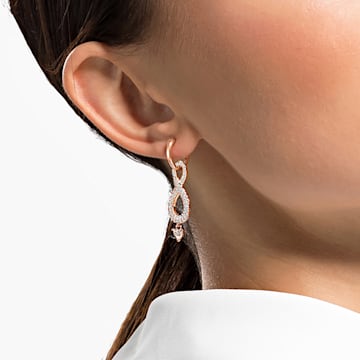 Swarovski Infinity 穿孔耳环, Infinity, 白色, 镀玫瑰金色调 - Swarovski, 5537911