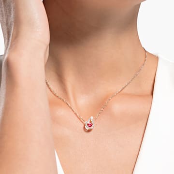 Full Blessing necklace, Hulu, Red, Rose-gold tone plated - Swarovski, 5539897