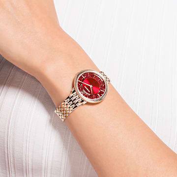 Montre Crystalline Chic, Bracelet en métal, Rouge, PVD doré rose - Swarovski, 5547608