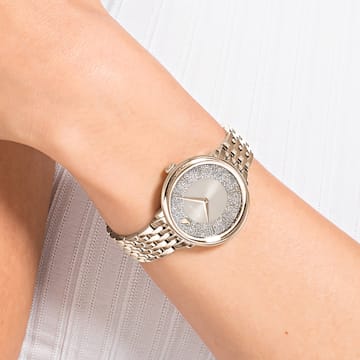 Crystalline Chic 腕表, 瑞士制造, 金属手链, 灰色, 香槟金色调润饰 - Swarovski, 5547611