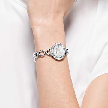 Crystal Flower Uhr, Schweizer Produktion, Metallarmband, Silberfarben, Edelstahl - Swarovski, 5547622
