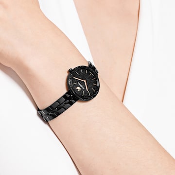 Cosmopolitan watch, Metal bracelet, Black, Black PVD - Swarovski, 5547646