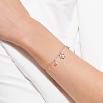 Magic bracelet, Snowflake, White, Rose gold-tone plated - Swarovski, 5558186