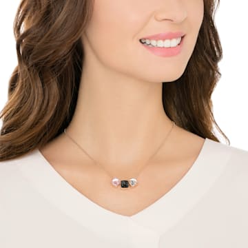 Glance necklace, Square cut, Black, Rose gold-tone plated - Swarovski, 5559862