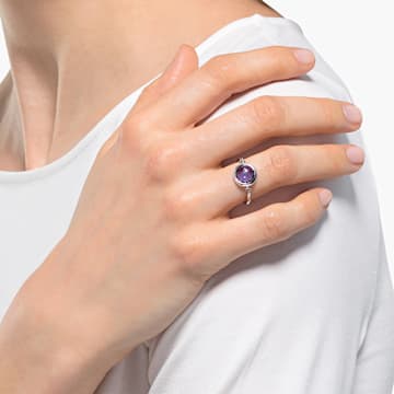 Tahlia ring, Round cut, Purple, Rhodium plated - Swarovski, 5560946