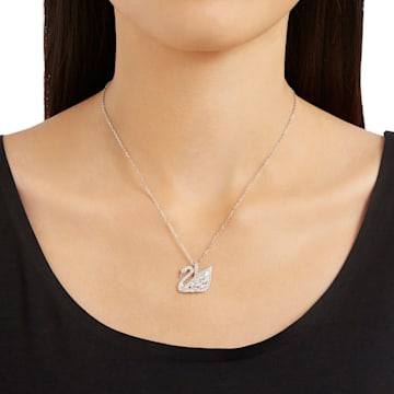Swan Lake pendant, Swan, Small, White, Rhodium plated - Swarovski, 5561477