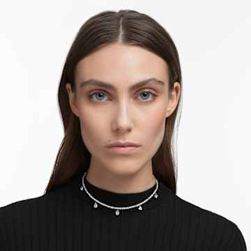 Tennis Deluxe 초커 네크리스, 믹스 컷, 화이트, 로듐 플래팅 - Swarovski, 5562084