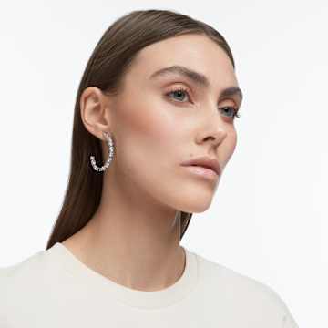 Anneaux d'oreilles Tennis Deluxe, Tailles variées, Blanches, Métal rhodié - Swarovski, 5562128
