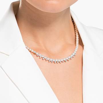 Treasure necklace, Magnetic closure, White, Rhodium plated - Swarovski, 5563289