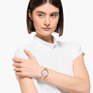 Crystalline Joy watch 腕表, 金属手链, 白色, 玫瑰金色调润饰 - Swarovski, 5563708