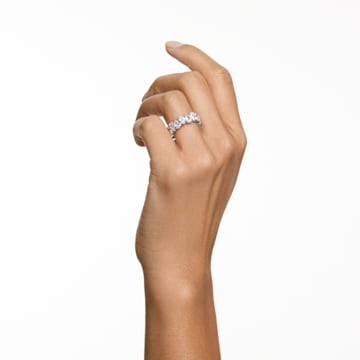 Vittore ring, Pear-slijpvorm, Wit, Rodium toplaag - Swarovski, 5563966