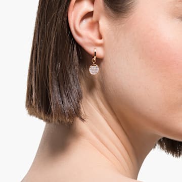 Ginger hoop earrings, White, Rose gold-tone plated - Swarovski, 5567528