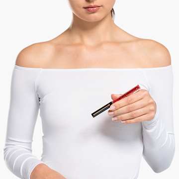 Stylo à bille Crystalline Gloss, Rouge, Laqué noir, placage de ton or rose - Swarovski, 5568754