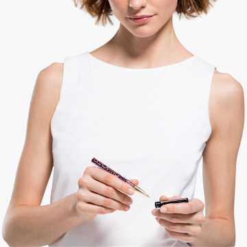 Stylo à bille Crystalline Gloss, Violet, Laqué noir, placage de ton or rose - Swarovski, 5568758