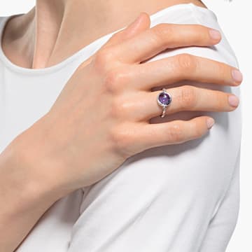 Tahlia ring, Round cut, Purple, Rhodium plated - Swarovski, 5572709