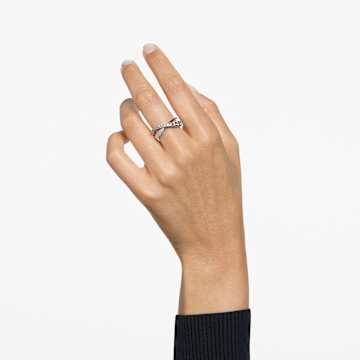 Twist ring, Round cut, White, Rhodium plated - Swarovski, 5572718
