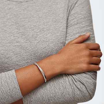 Bracciale rigido Twist, Bianco, Placcato rodio - Swarovski, 5572726