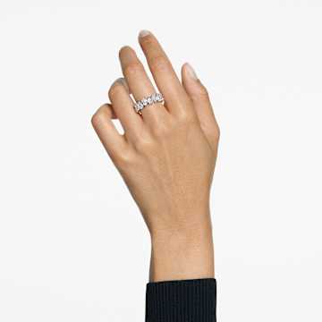 Vittore ring, Drop cut, White, Rhodium plated - Swarovski, 5572824