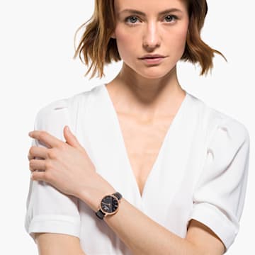 Crystalline Joy watch, Leather strap, Black, Crystalline Joy watch - Swarovski, 5573857