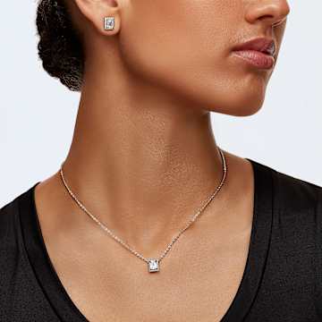 Angelic set, Rectangular cut, White, Rhodium plated - Swarovski, 5579842