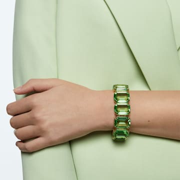 Millenia armband, Octagon-slijpvorm, Groen, Goudkleurige toplaag - Swarovski, 5598347