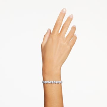 Millenia bracelet, Pear cut Swarovski Zirconia, White, Rhodium plated - Swarovski, 5598350