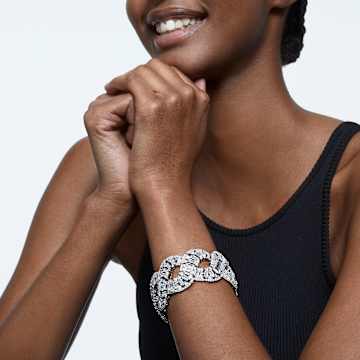 Hyperbola ブレスレット, ミックスカット, ウェーブ, ホワイト, ロジウム・プレーティング - Swarovski, 5598351