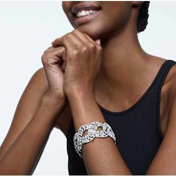 Hyperbola 手链, 混合切割, 波浪形切割, 白色, 镀铑 - Swarovski, 5598351