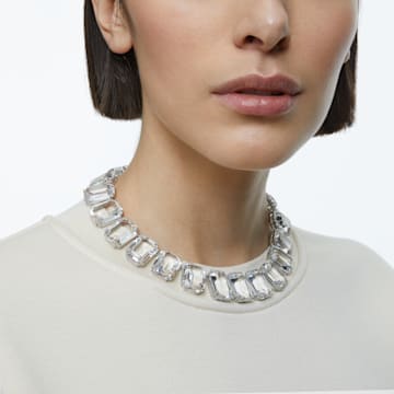 Millenia necklace, Octagon cut crystals, White, Rhodium plated - Swarovski, 5599149