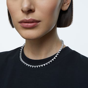 Millenia necklace, Triangle, White, Rhodium plated - Swarovski, 5599191