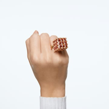 Koktejlový prsten Curiosa, Čtverec, Oranžová, Pokoveno ve zlatém odstínu - Swarovski, 5599807